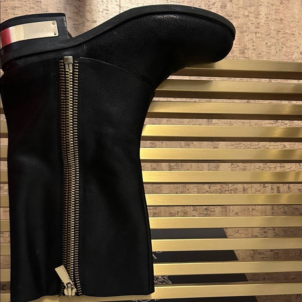 Vince Camuto Black & Gold Zipper Contemporary Boots - Picture 10 of 16